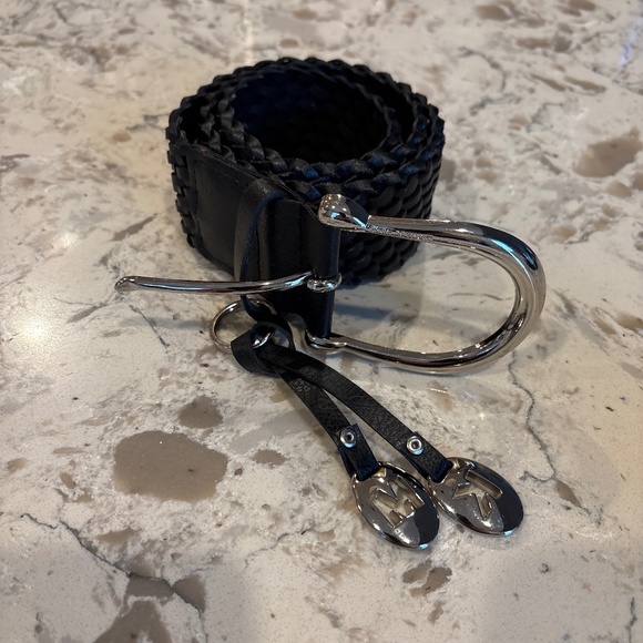Michael Kors Accessories - NWT Michael Kors Black Woven Leather Belt Sz Small 37”